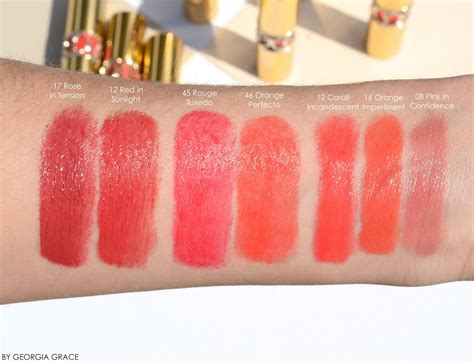 ysl rouge vinyl shine oil-in-stick lipstick swatches|ysl rouge volupte shine reviews.